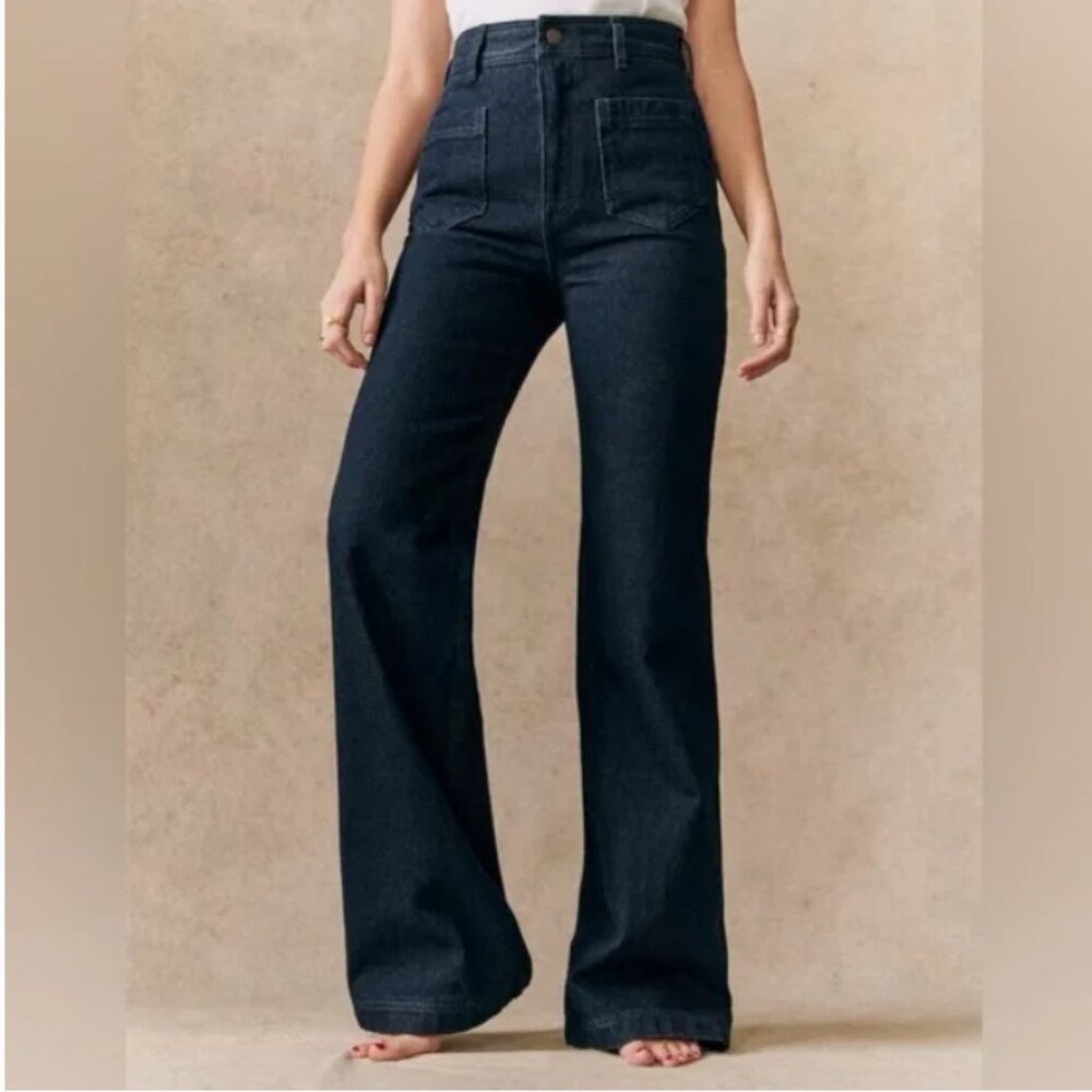 Sezane The 70’s Trousers, Indigo, 36/4, Like New